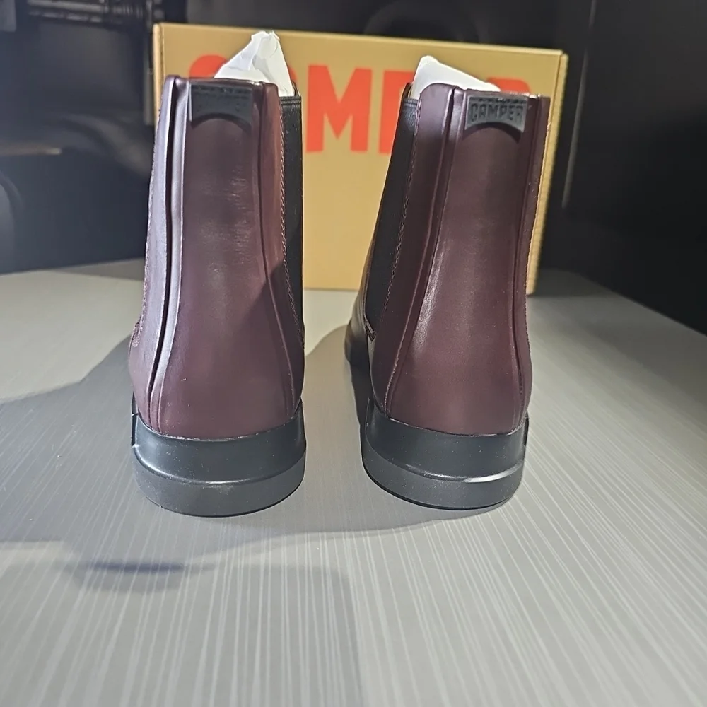 Camper Iman Ankle Boots Burgundy Leather Unisex Size Men 6.5/Wmn 8.5 EU 36 New - Picture 7 of 12